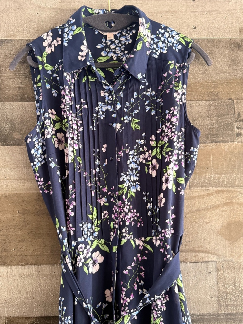 Nanette lepore beautiful Sleeveless Navy Floral Tie-Waist Dress size 6 - Picture 3 of 8